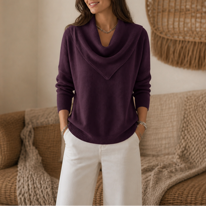 Women's Cowl Neck Sweater | Draped Collar & Effortless Style