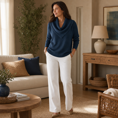 Women's Cowl Neck Sweater | Draped Collar & Effortless Style