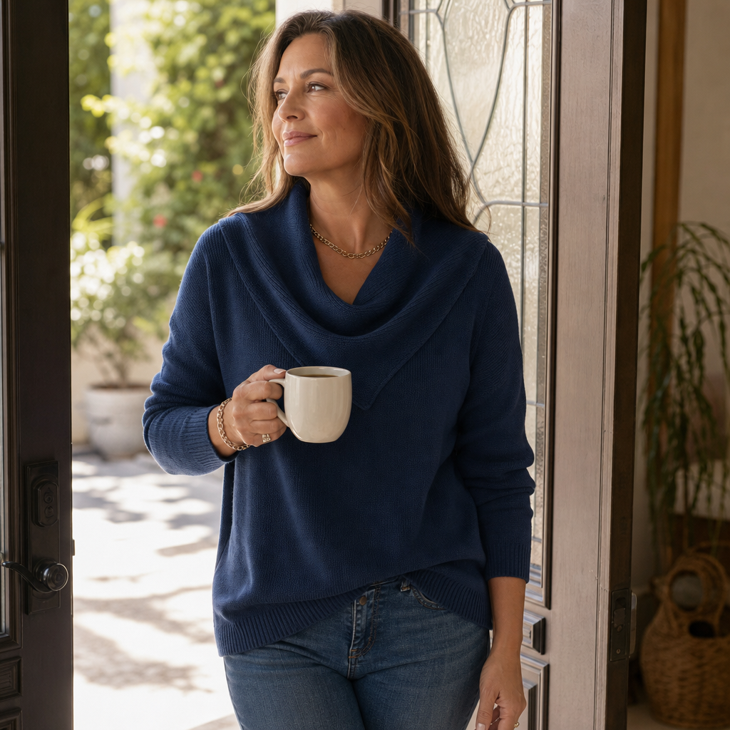 Women's Cowl Neck Sweater | Draped Collar & Effortless Style
