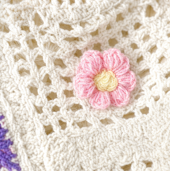 Women's Crochet Shoulder Bag | Floral 3D Detail & Roomy Design