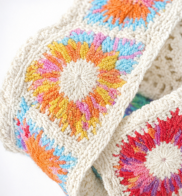 Women's Crochet Shoulder Bag | Floral 3D Detail & Roomy Design