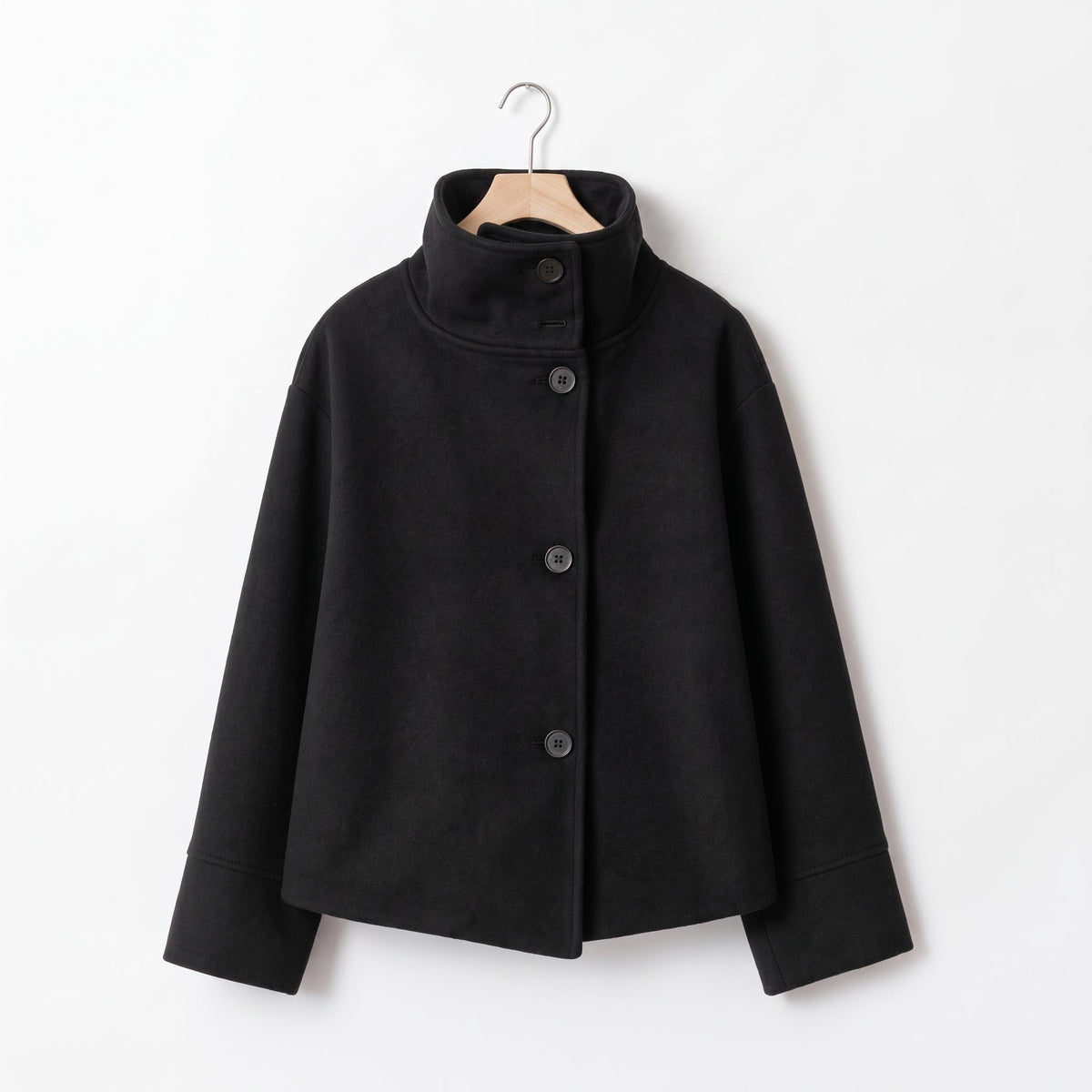 Women's Cropped Jacket Stand Collar Relaxed Fit Boxy