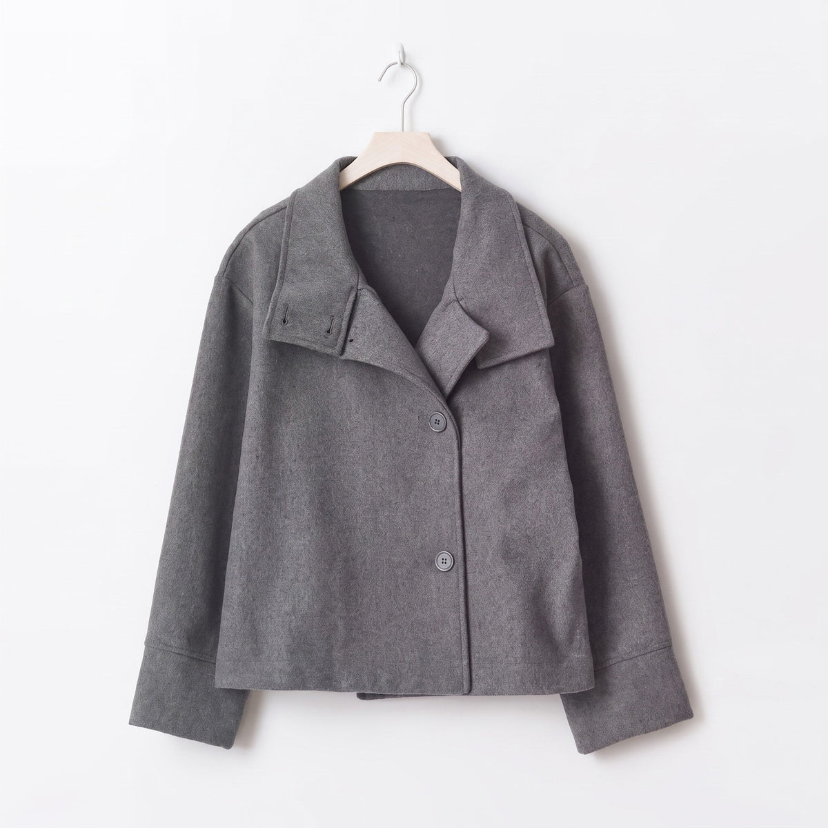 Women's Cropped Jacket Stand Collar Relaxed Fit Boxy