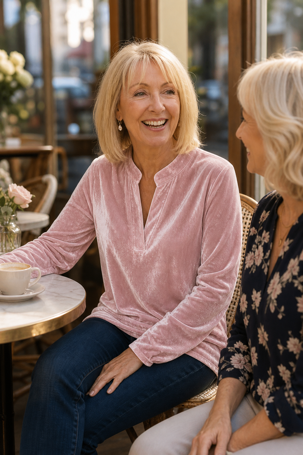 Women's Draped V-Neck Top Relaxed Fit Long Sleeve Blouse