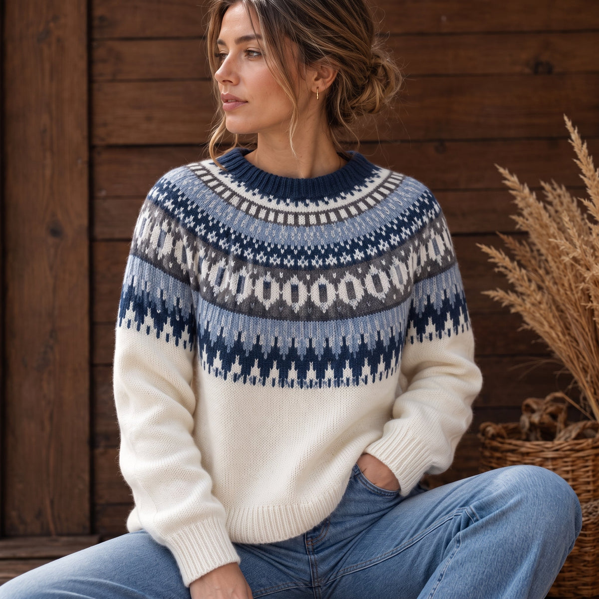 Women's Fair Isle Jumper | Crew Neck & Relaxed Fit