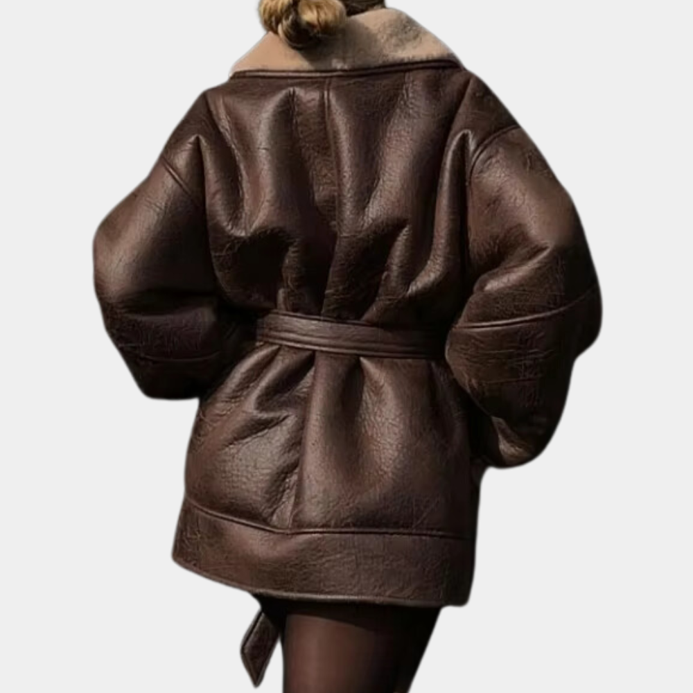 Women's Fashion Jacket Tailored Silhouette Defining Shape with Belt