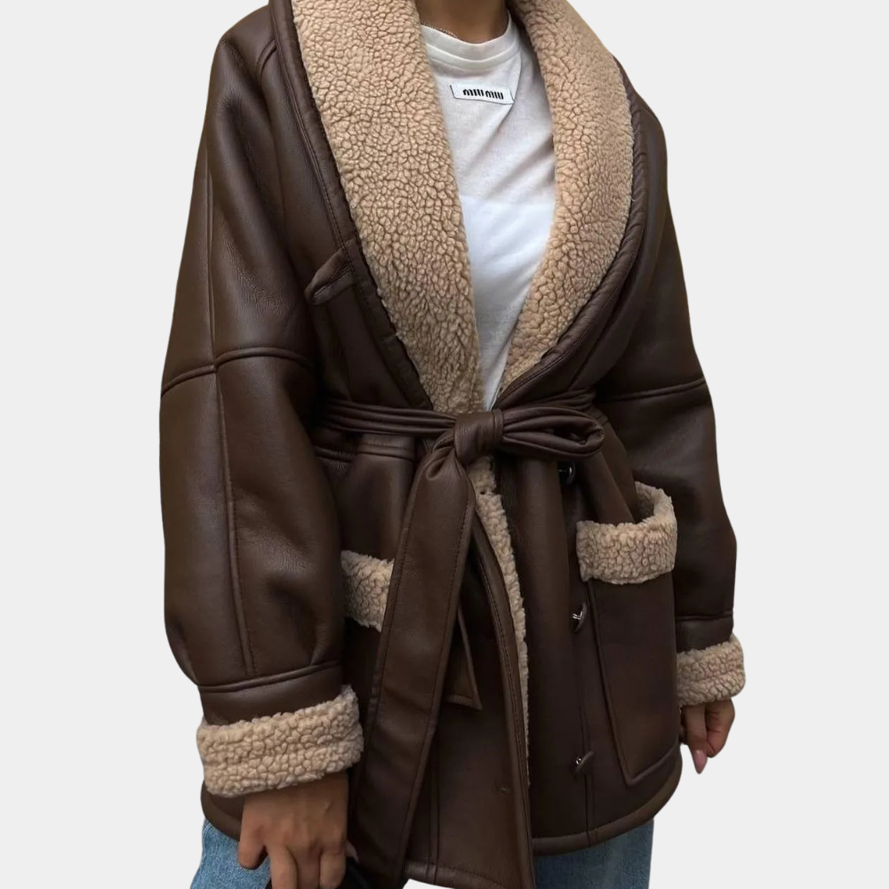 Women's Fashion Jacket Tailored Silhouette Defining Shape with Belt