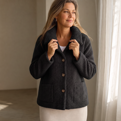 Women's Faux-Fur Button-Front Jacket | Warm & Lightweight