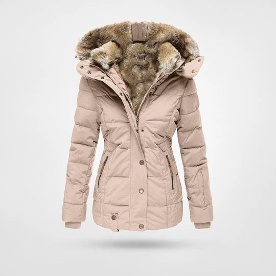 Women's Faux-Fur Hooded Puffer Jacket - Insulated for Cold Weather