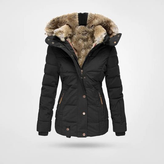 Women's Faux-Fur Hooded Puffer Jacket - Insulated for Cold Weather