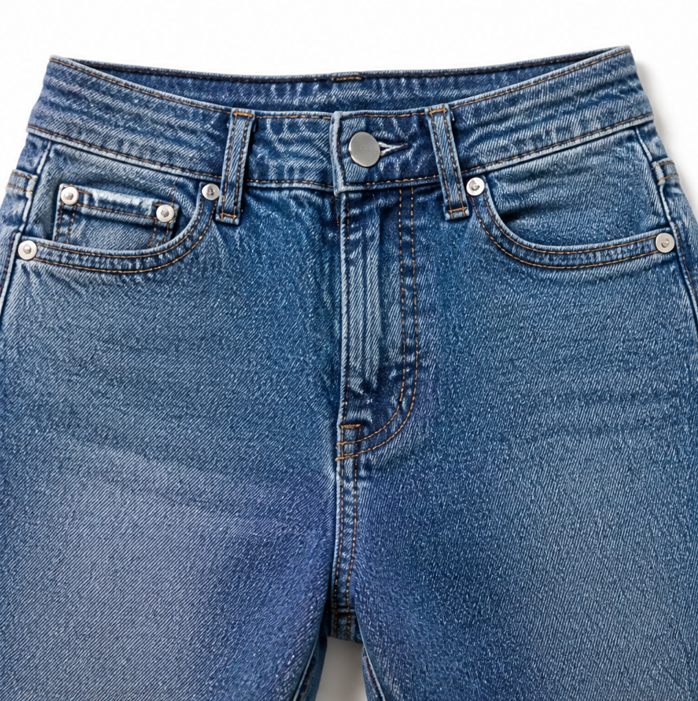 Women's Flare Jeans | Scalloped Buttons & Raw Hem