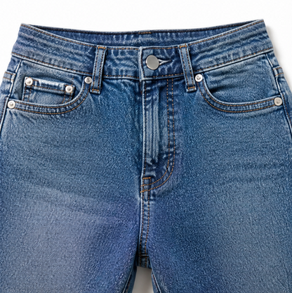 Women's Flare Jeans | Scalloped Buttons & Raw Hem