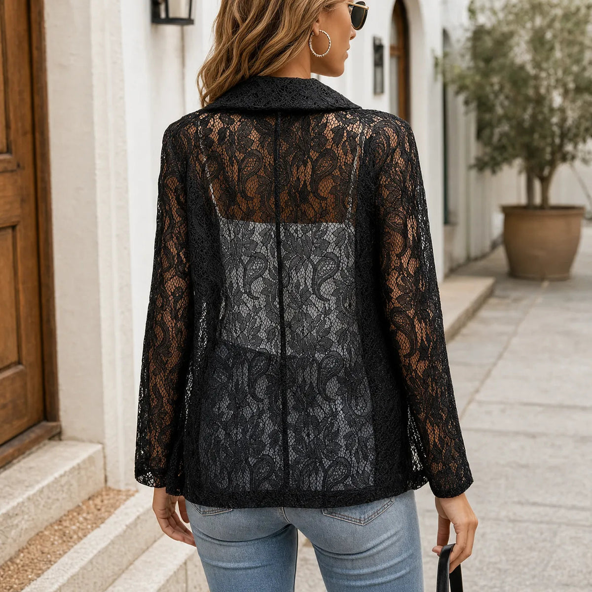 Women's Floral Lace Blazer | Open-Front & Lightweight Layer