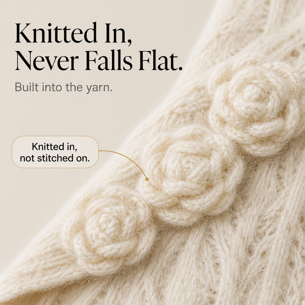 Women's Floral Lapel Cardigan | Knitted-In Detail