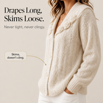 Women's Floral Lapel Cardigan | Knitted-In Detail