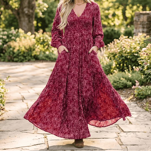 Women's Floral Maxi Dress | Smocked Waist & Hidden Pockets