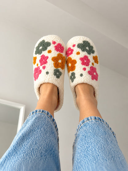Women's Floral Slippers | Sherpa Lined & Cosy Comfort
