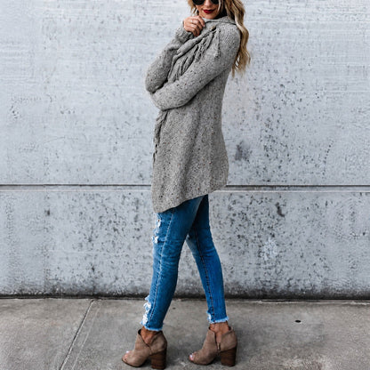 Women's Fringe Trim Cardigan | Waterfall Front & Oversized Fit