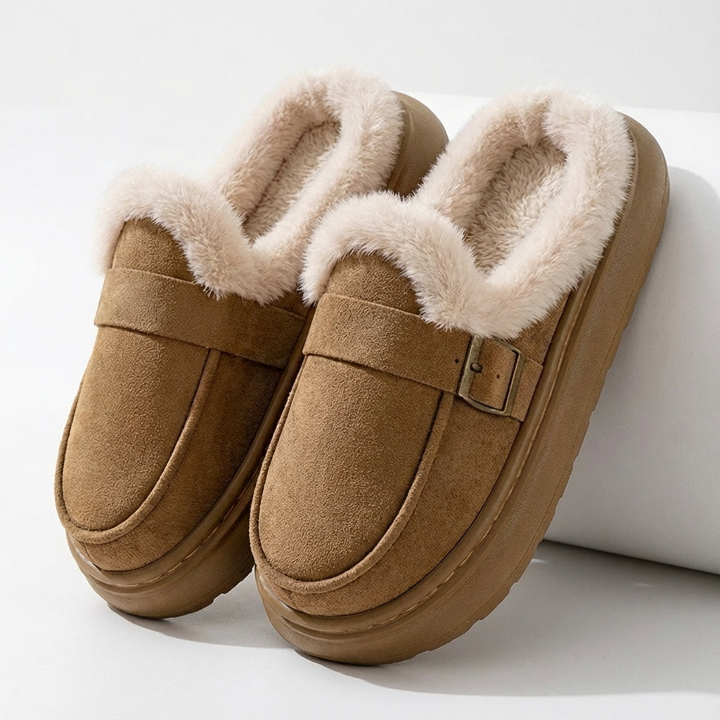 Women's Fur Slippers Cushioned Sole Slip On with Plush Lining Indoor