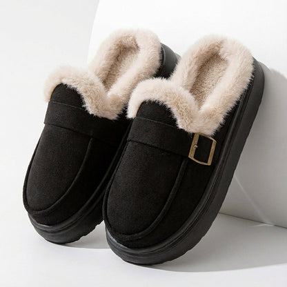Women's Fur Slippers Cushioned Sole Slip On with Plush Lining Indoor