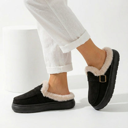 Women's Fur Slippers Cushioned Sole Slip On with Plush Lining Indoor