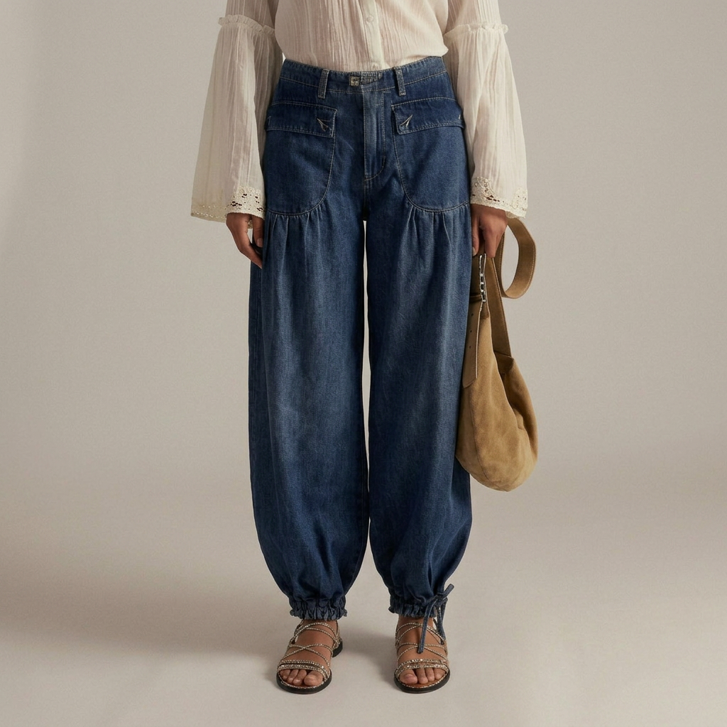 Women's High Waisted Jeans | Wide Leg & Elastic Waistband