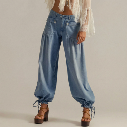 Women's High Waisted Jeans | Wide Leg & Elastic Waistband
