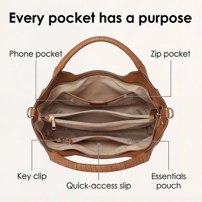 Women's Hobo Bag | Multi-Pocket & Three Ways to Carry