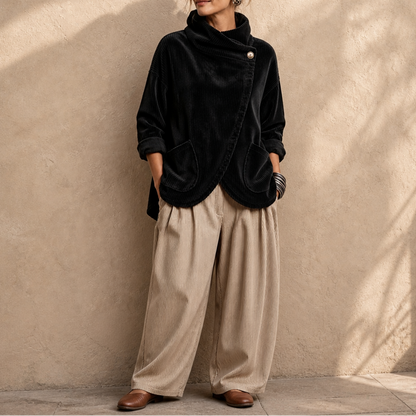 Women's Hooded Poncho | Angled Hem & Cosy Warmth