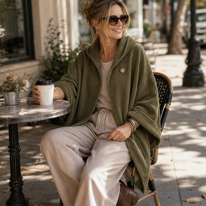 Women's Hooded Poncho | Angled Hem & Cosy Warmth
