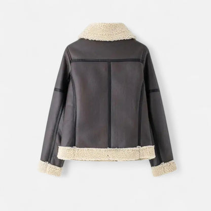 Women's Jacket Fitted Belted Feminine Cut Hip Length with Fur Lining