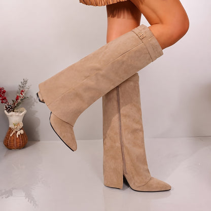 Women's Knee-High Boots | Pointed Toe & Fold-Over Cuff