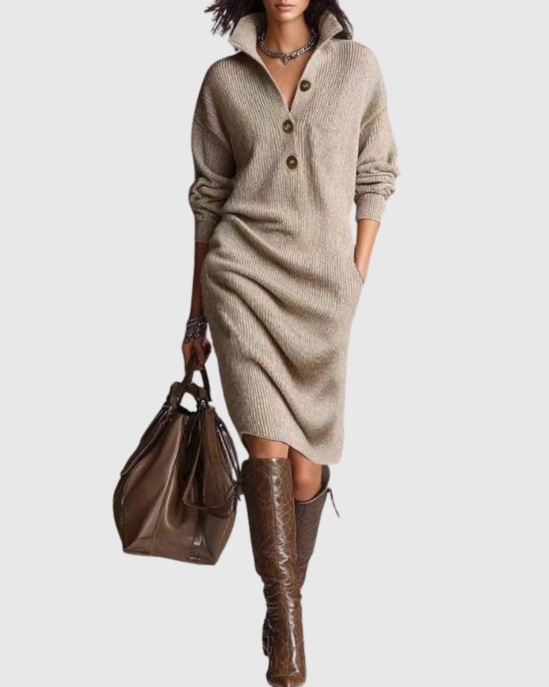 Women's Knit Midi Dress | Warm & Elegant