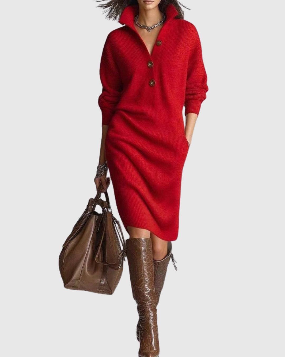 Women's Knit Midi Dress | Warm & Elegant