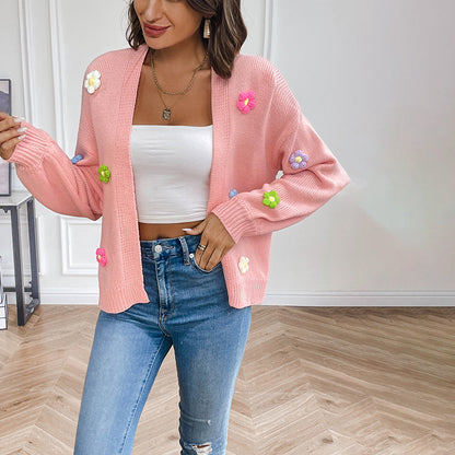 Women's Knitted Cardigan | Floral Print Design