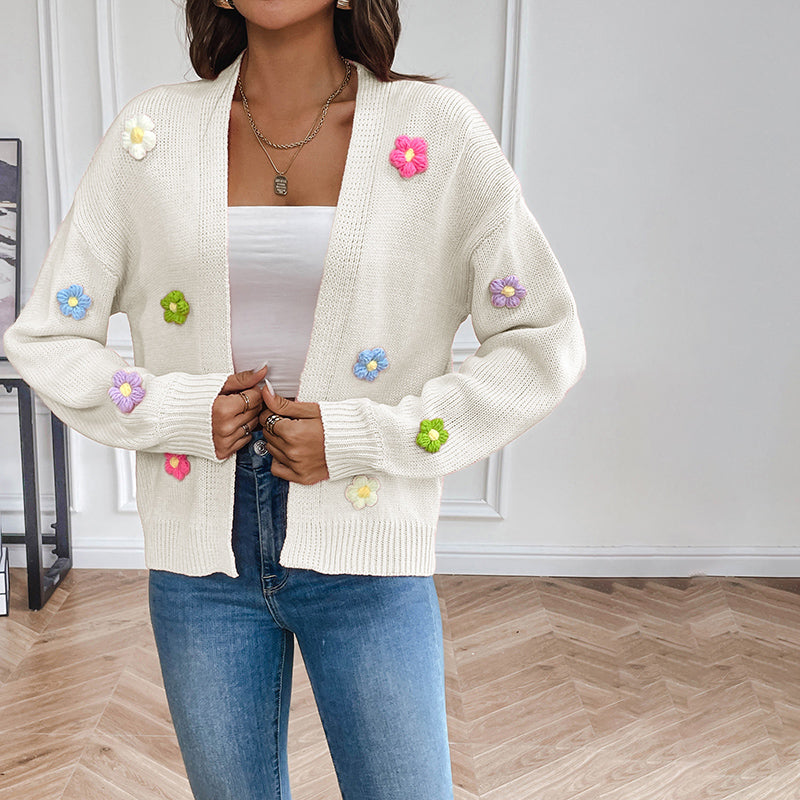 Women's Knitted Cardigan | Floral Print Design