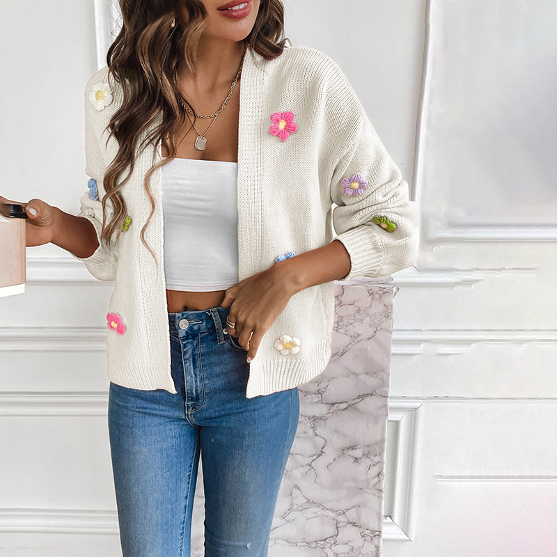 Women's Knitted Cardigan | Floral Print Design
