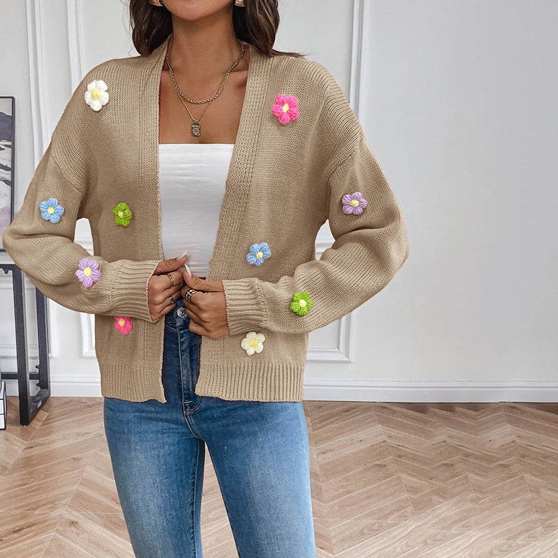 Women's Knitted Cardigan | Floral Print Design