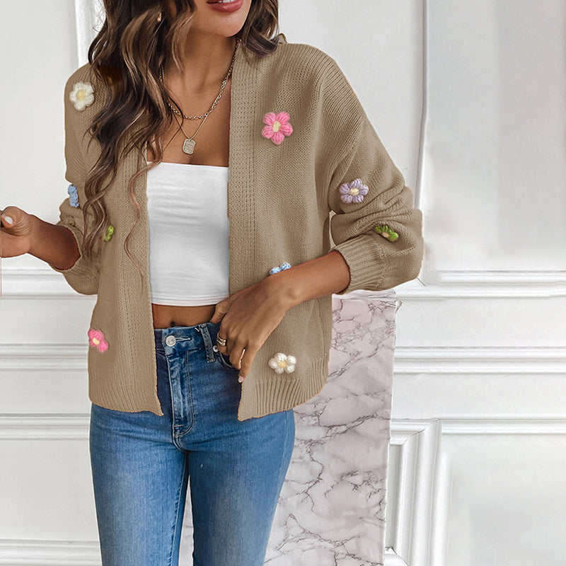 Women's Knitted Cardigan | Floral Print Design