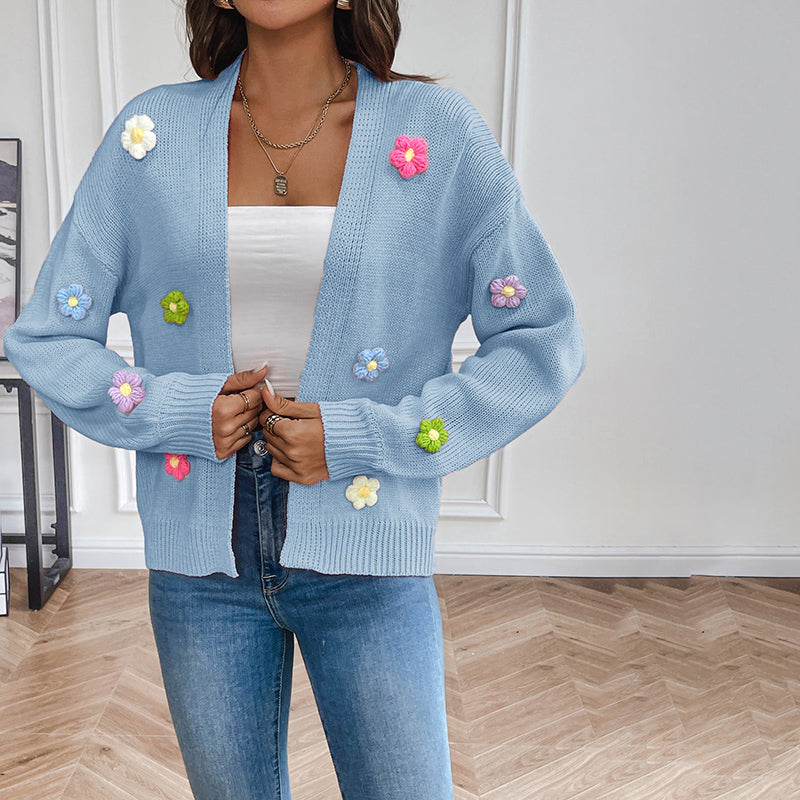 Women's Knitted Cardigan | Floral Print Design