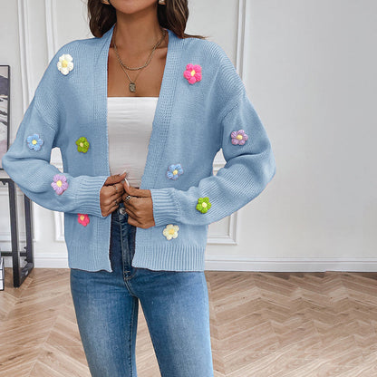 Women's Knitted Cardigan | Floral Print Design
