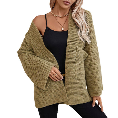 Women's Knitted Cardigan | Open Front & Large Pockets