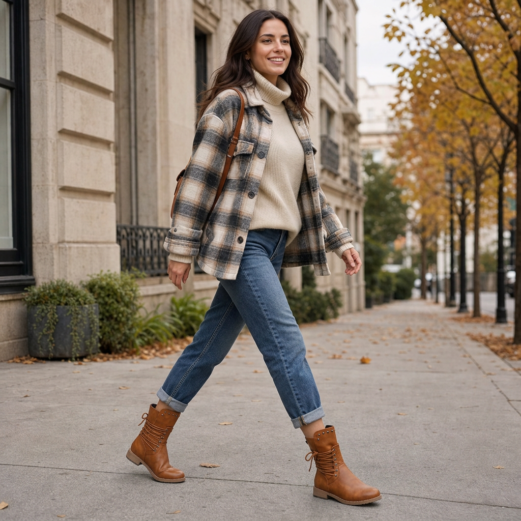 Women's Lace-Up Boots Stud Detail Low Block Heel Zip