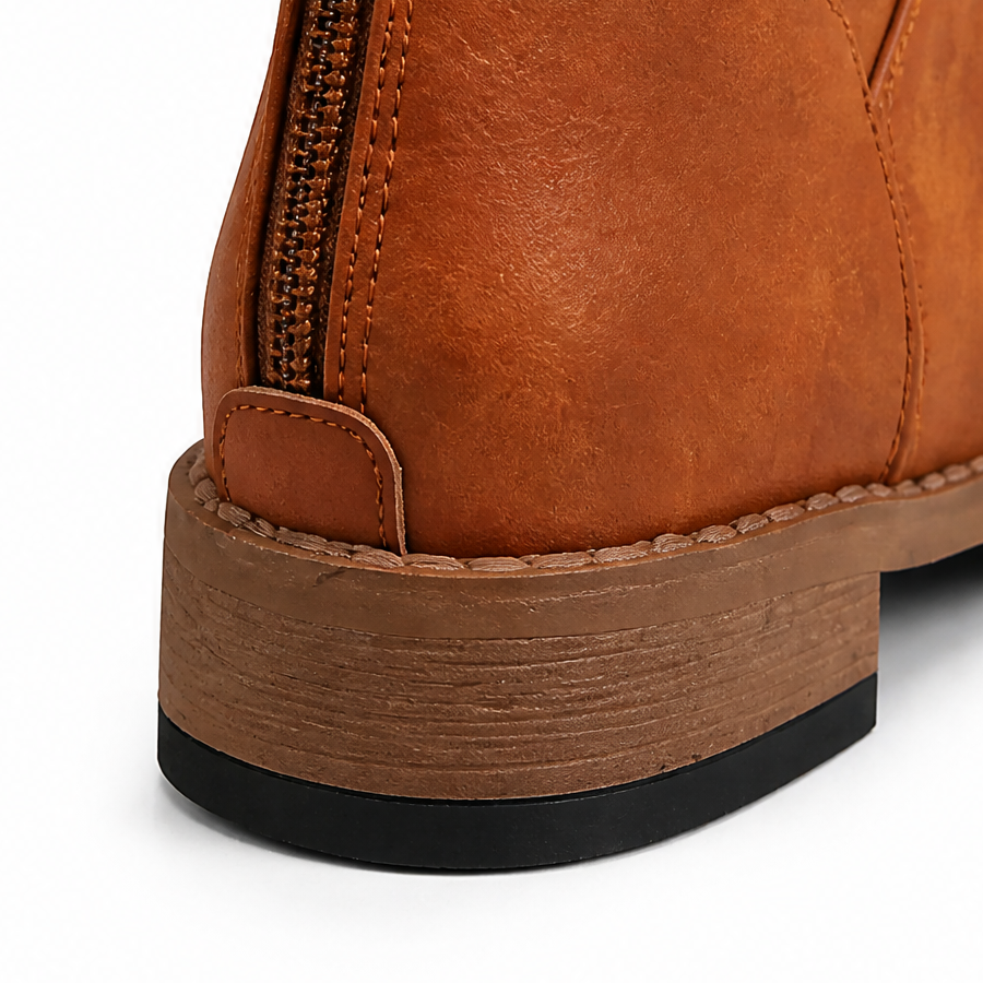 Women's Lace-Up Boots Stud Detail Low Block Heel Zip