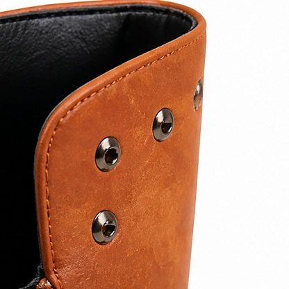 Women's Lace-Up Boots Stud Detail Low Block Heel Zip
