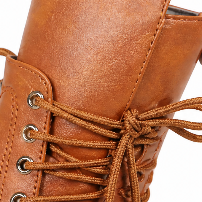 Women's Lace-Up Boots Stud Detail Low Block Heel Zip