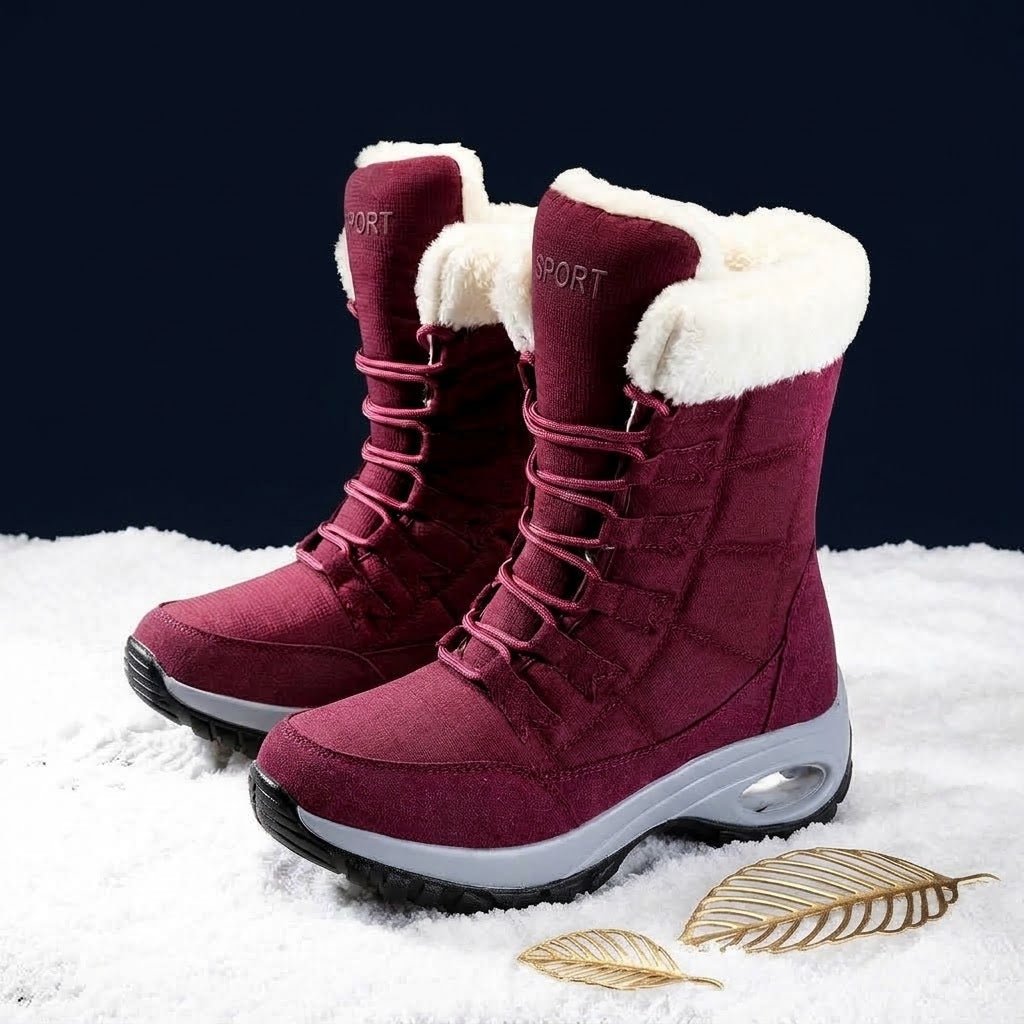Women's Lace-Up Snow Boots | Chunky Sole & Warm Collar