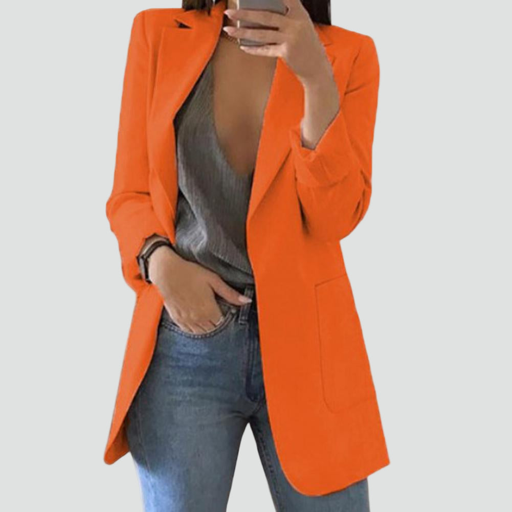 Women's Long Blazer | Classic Lapels & Slimming Fit