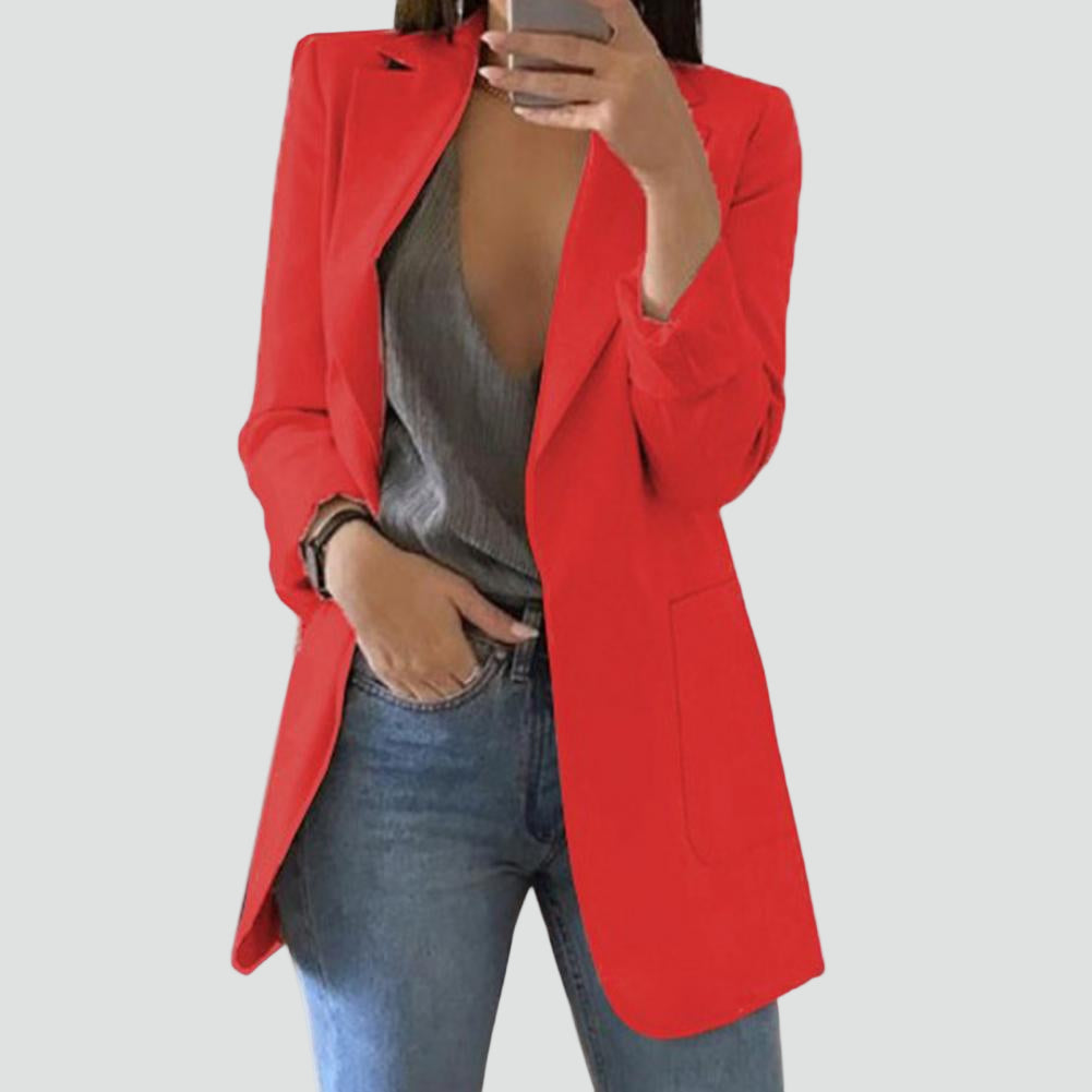 Women's Long Blazer | Classic Lapels & Slimming Fit