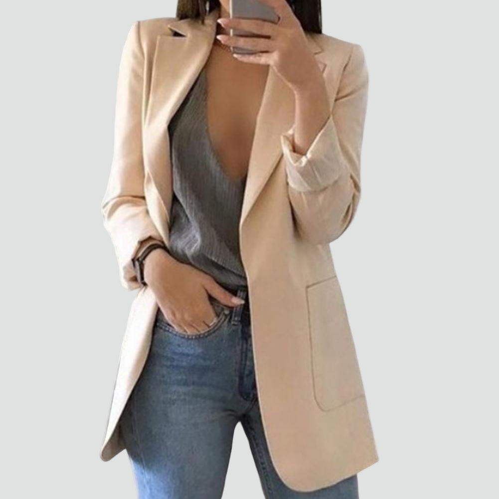 Women's Long Blazer | Classic Lapels & Slimming Fit